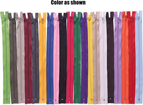 New Tailor Sewing Crafts | Mix Nylon Coil Zippers Bulk | 60 Pack | 20 Colors | 14"