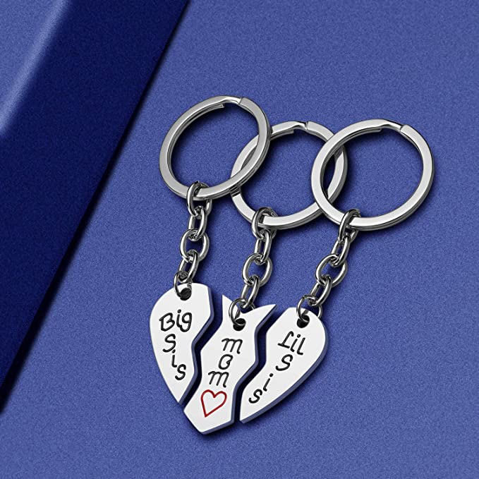 Mom Birthday Gift from Daughter - 3PCS Stainless Steel Mother Big Sis Little Sis Keychain Gifts ...