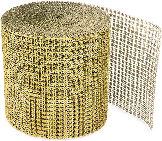 New Gold Diamond Sparkling Rhinestone Mesh Ribbon