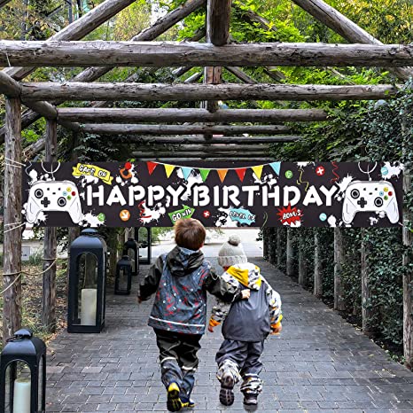 New 19" x 118" Video Game Happ Birthday Banner | Game Theme Party Decorations