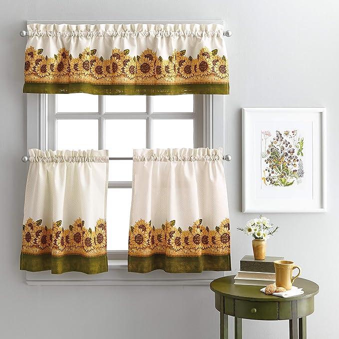 New Sunflower Garden Window Curtain Tier & Valance