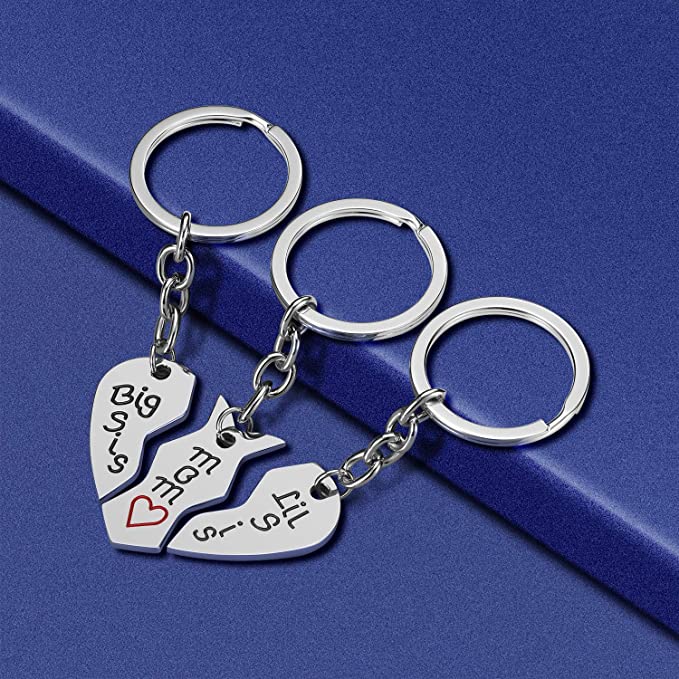 Mom Birthday Gift from Daughter - 3PCS Stainless Steel Mother Big Sis Little Sis Keychain Gifts ...