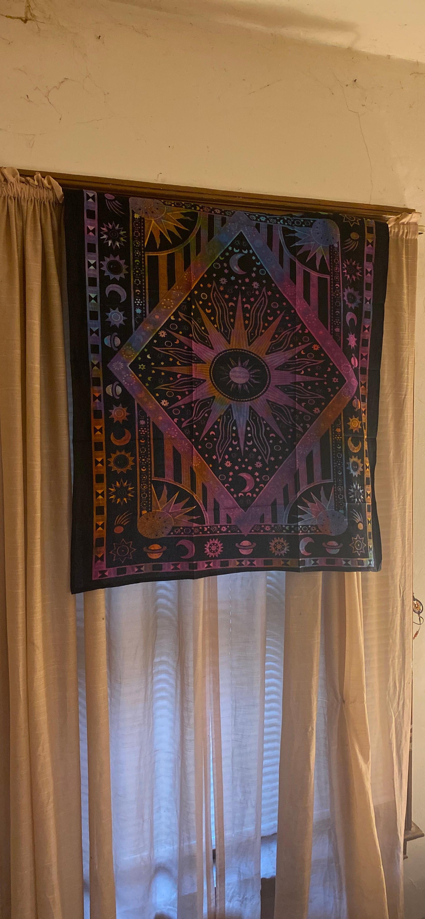 New 30" x 40" Sun and Moon Maditation Poster Tapestry Wall Hanging | Tie dye Beach Blanket