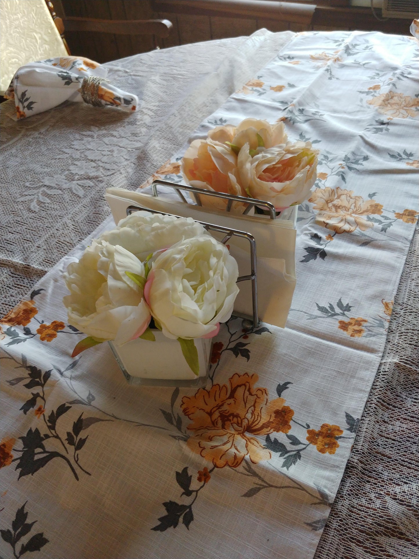 New 14" x 72" Table Runner | Grey Floral Fall Table Runners Linen Table Runner