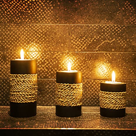 New Tealight Candle Holders | Decorative Candle Holders | Small Rope Decoration | Set of 3