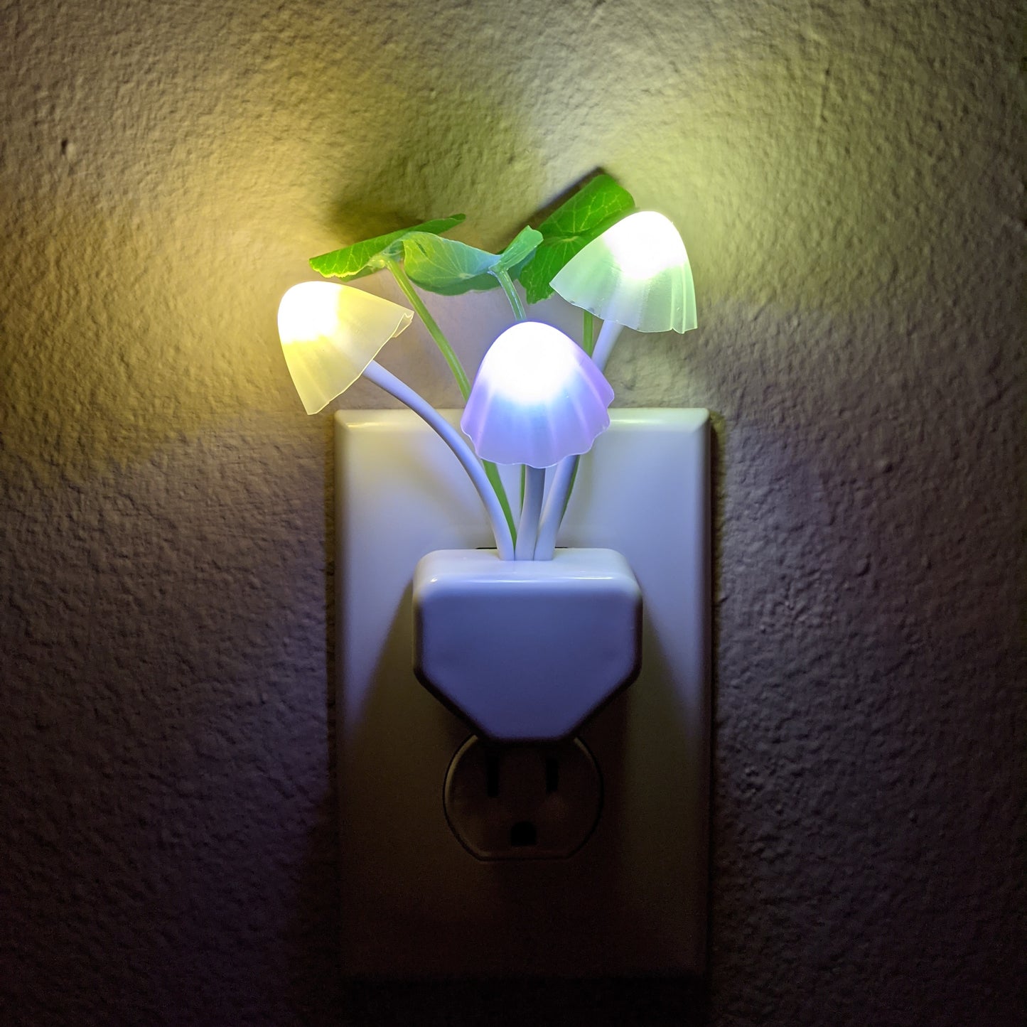 New 2PCS Plug in LED Mushroom Night Light Lamp w/ Dusk to Dawn Sensor