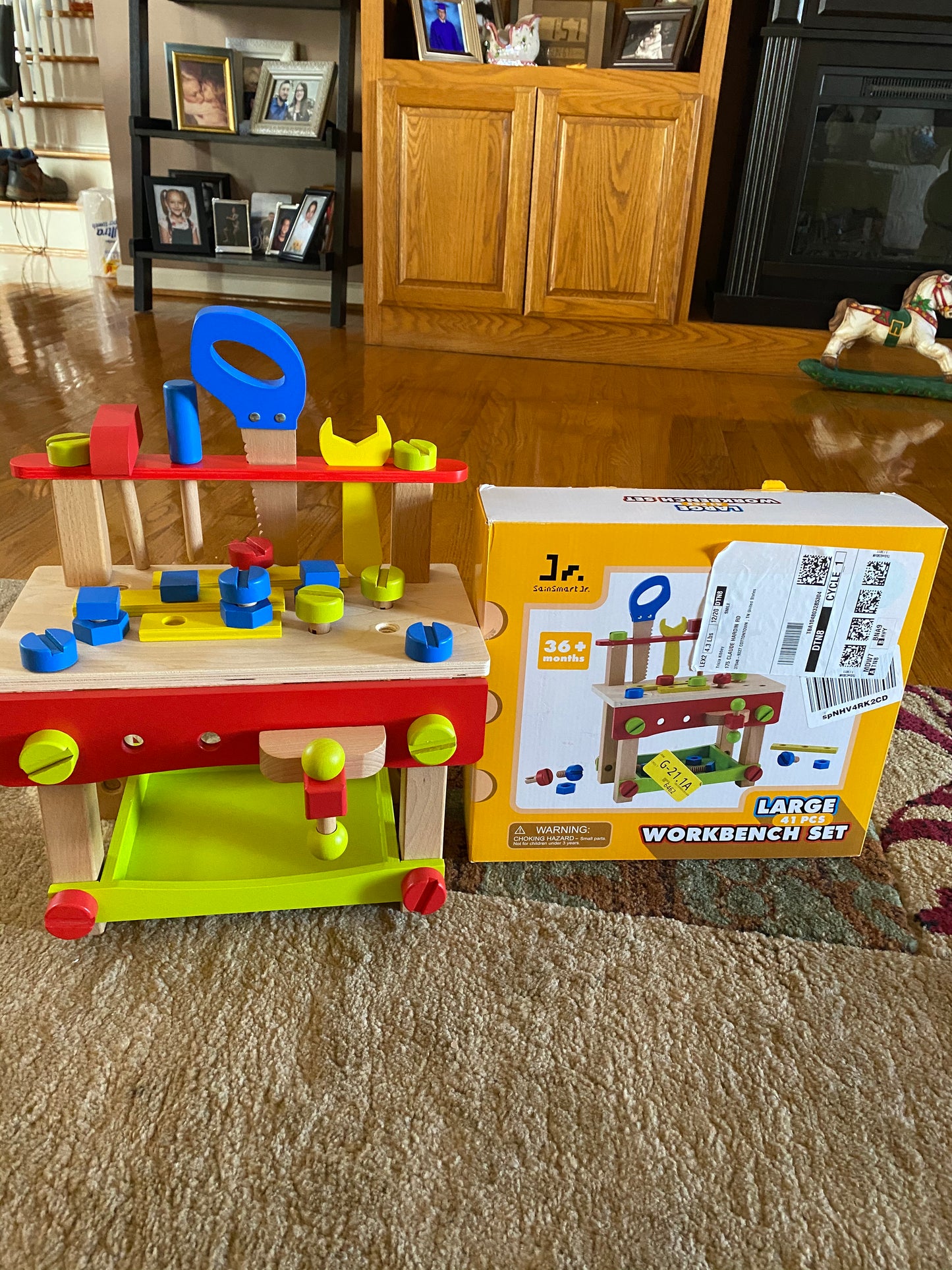 New Wooden Workbench w/ Tools for Toddlers | Building Set Construction Toy